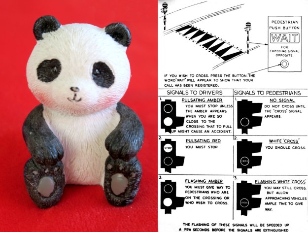 A Panda not crossing, with details of a Panda Crossing