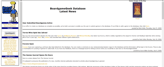 BoardGameGeek - August 2000